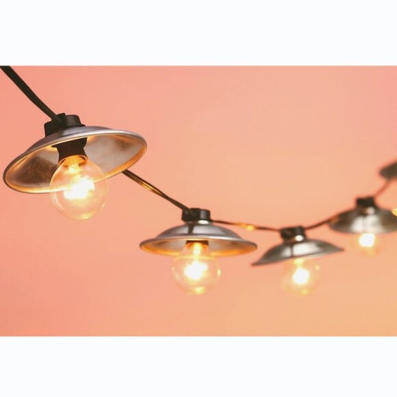 World Market Café Bulb String Lights 10ct Galvanized Industrial Patio Bistro New - Picture 1 of 7